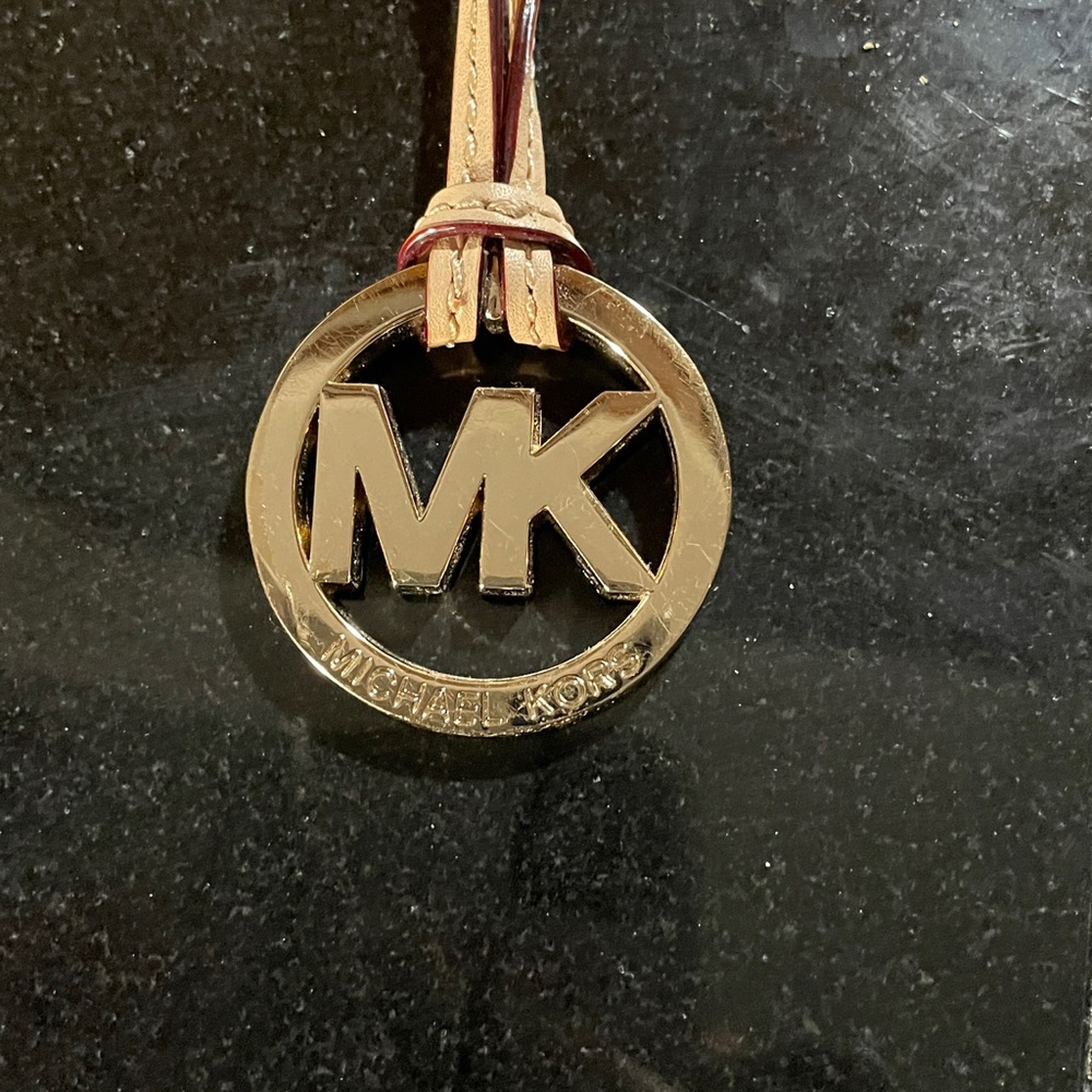 Michael Kors Black or Beige Leather straps & Gold Logo charm. Set of two. - Picture 3 of 8